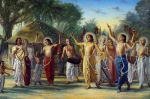 Chaitanya Mahaprabhu and His Associates Chant the Glories of Krishna in Open Sankirtan