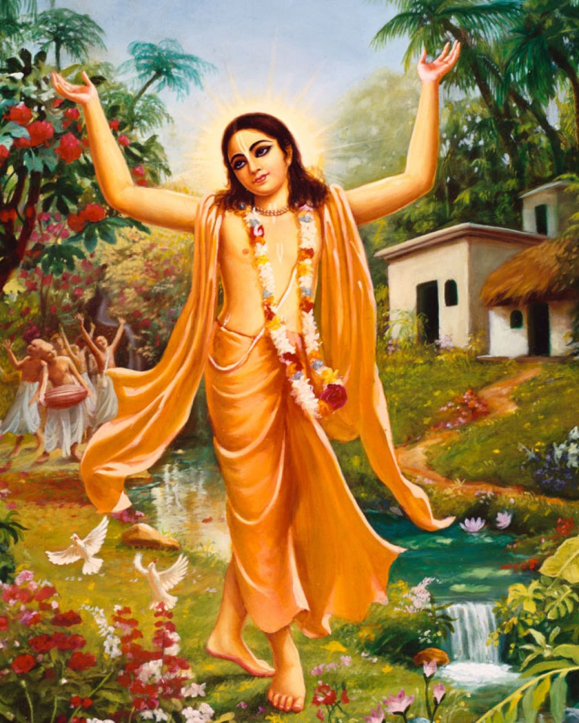 Sri Chaitanya Mahaprabhu inaugurated the Sankirtan movement, the congregational chanting of the names of God. This movement has spread all over the world in the last 500 years.