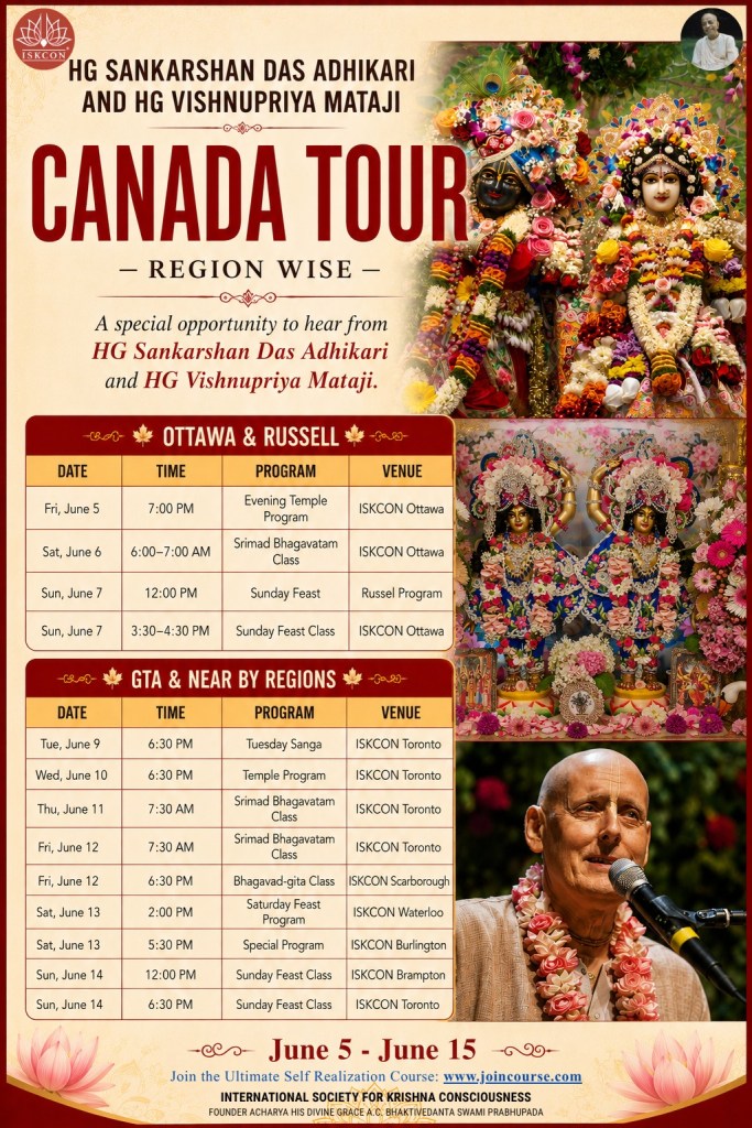 Awaken the Soul 2026 Ontario Sriman Sankarshan Das Adhikari & Vishnupriya Mataji