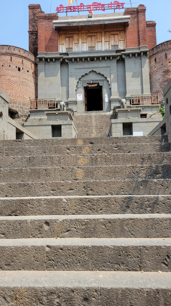The Lakshmi Narasimha Temple in Nira Narasingpur, near Pune. The temple itsel is at least 500 years old, but two deities of Lord Narasimha are timeless... One is self-manifested, and another is personally handcrafted by Sri Prahlada. There is also a deity of Sri Prahlada inside.